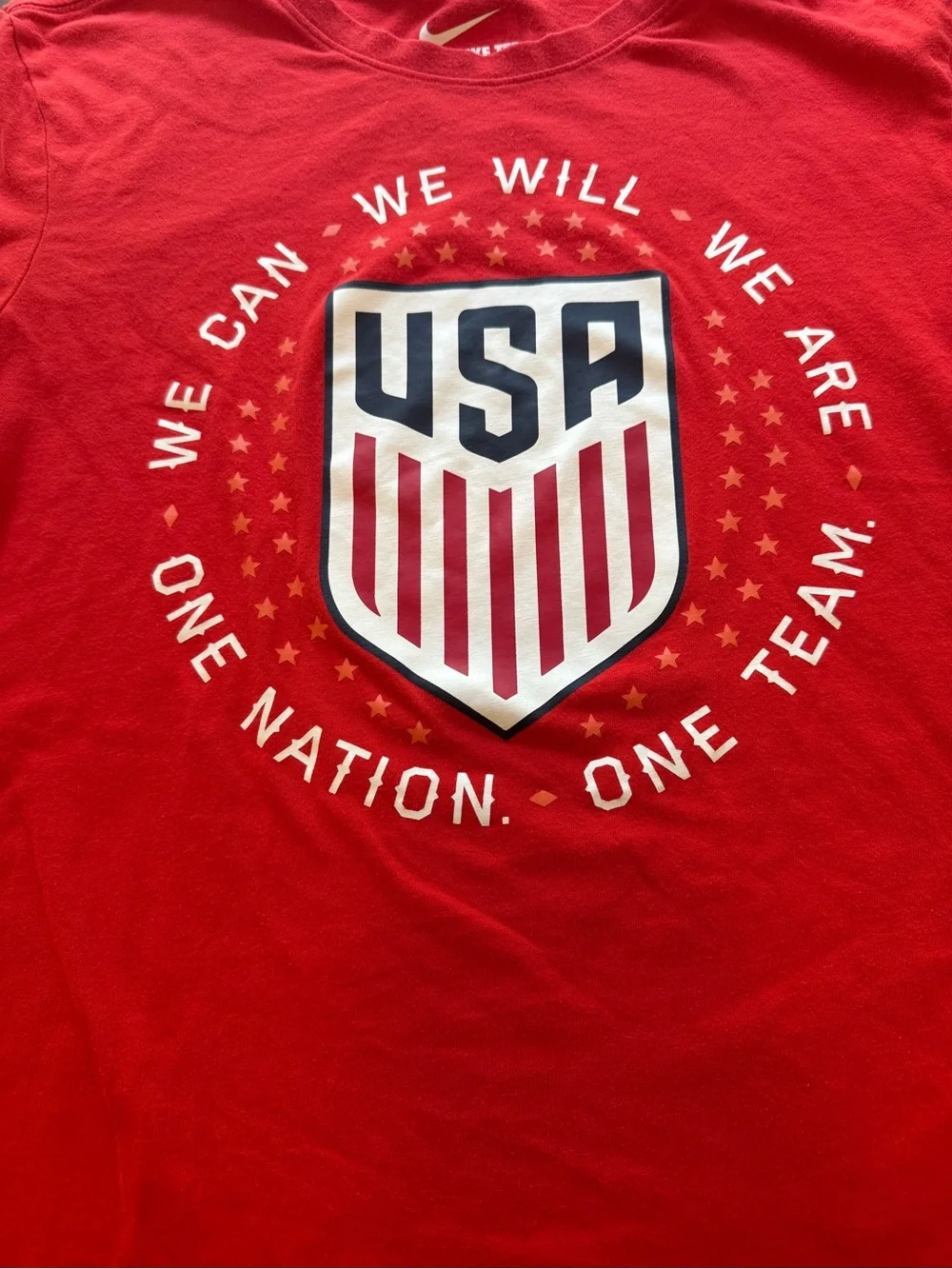 Nike USA Soccer T Shirt Red One Nation One Team World Cup Tee Size Small USMNT